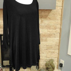 Chico's Travelers black tunic with fringe accents